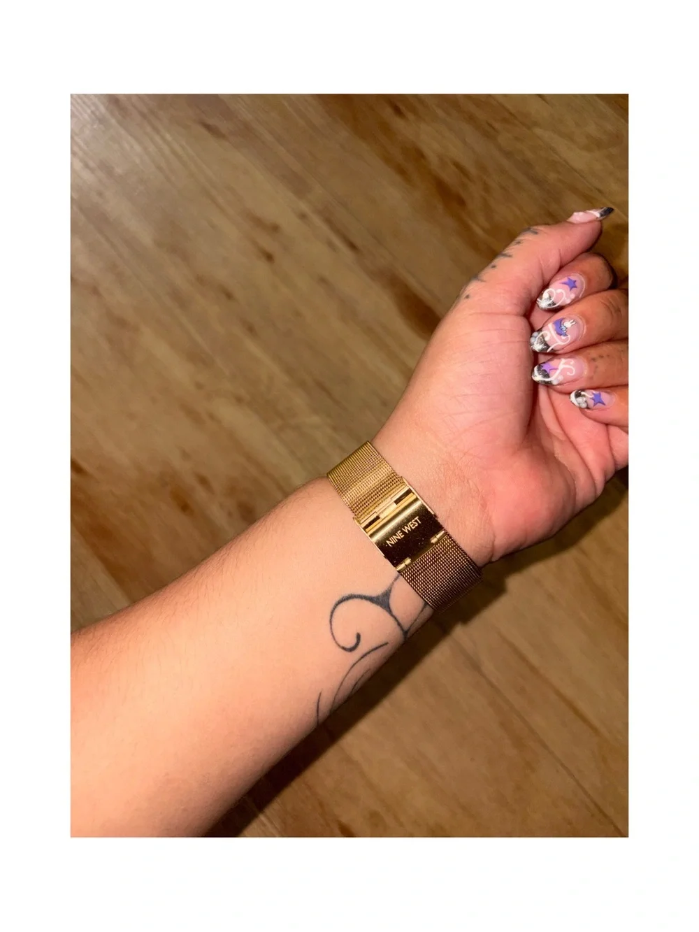 Nine West Gold Square Mesh Strap Watch
